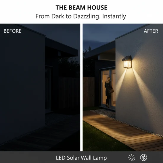 LED Solar Wall Lamp | Outdoor Security | Zero Electricty Cost