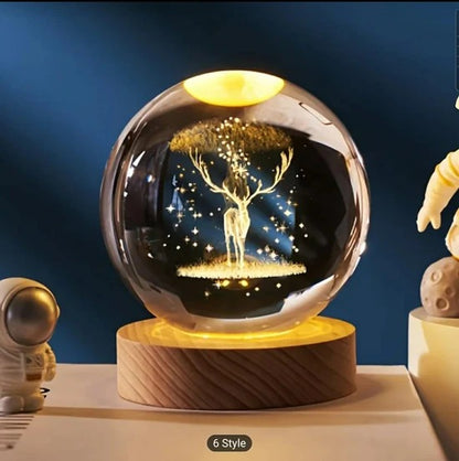 Crystal Ball Night Light – 3D Engraved