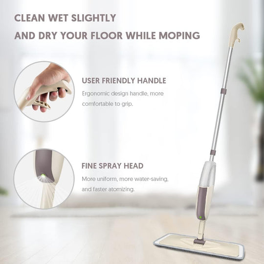 Spray Mop with Microfiber Pad – Reusable Flat Floor Cleaning Mop